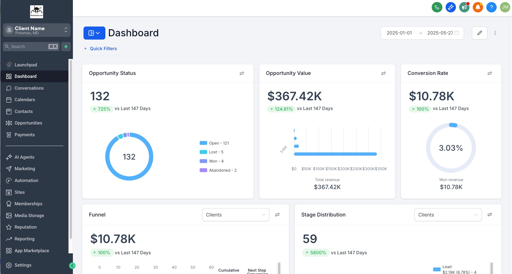 CRM Dashboard Sample See Your CRM in Action