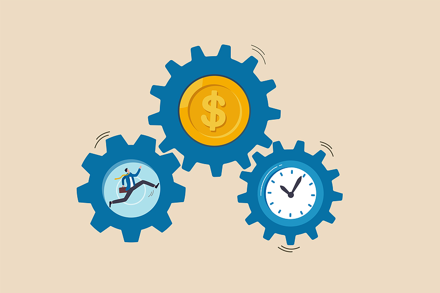 Effort And Time To Make Money, Success Long Term Investment, Dea Imagine your marketing system running like gears in a machine